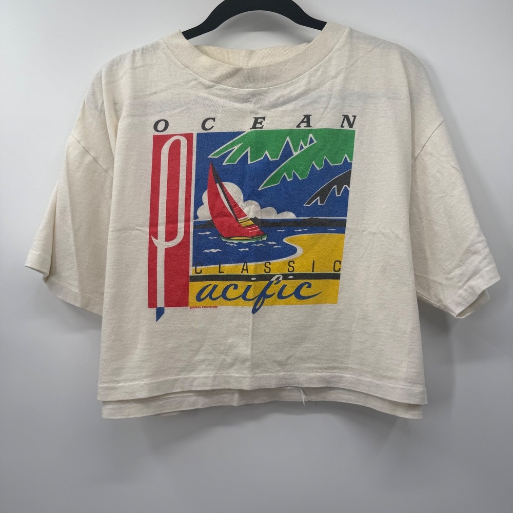 Ocean Pacific Vintage Shirt 1989 Surf One Size Fits All White Graphic